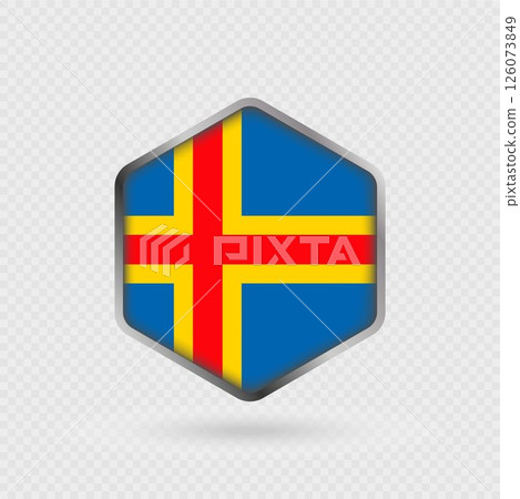 Aland flag icon in hexagon shape. 126073849
