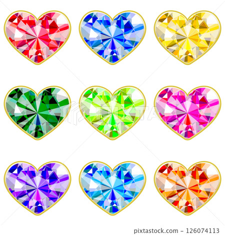 閃閃發光的奢華珠寶套裝裝飾材料心形多彩 126074113