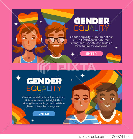 Flat Pride Month Horizontal Banner Set Flat Pride Month Horizontal Banner Set 126074164