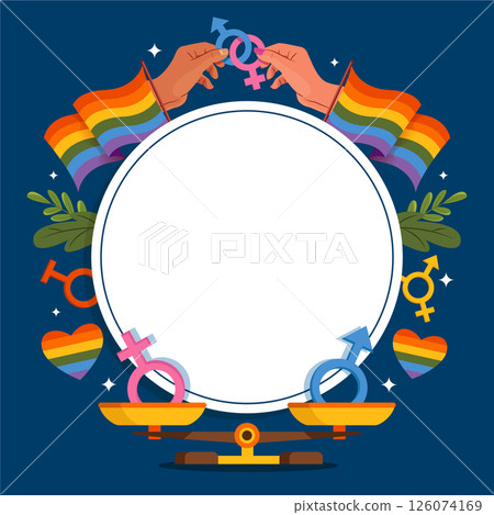 Flat Pride Month Celebration Frame 126074169