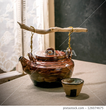 Ceramic teapot kettle with cup Ceramic teapot kettle with cup 126074675