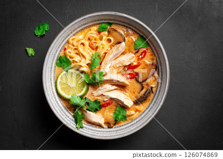 Spicy Thai Noodle Chicken Soup. Khao Soi Spicy Thai Noodle Chicken Soup. Khao Soi 126074869
