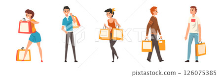 People Character Shopping and Making Purchase Vector Set People Character Shopping and Making Purchase Vector Set 126075385