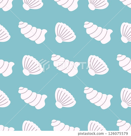 Seashells on blue water background Seashells on blue water background 126075579