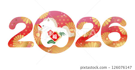 新年材料2026年馬年日式圖案標誌 126076147