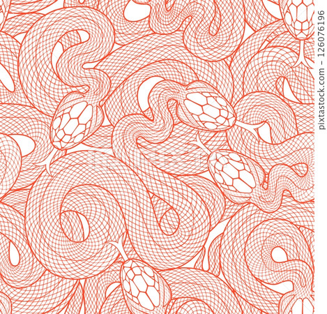 Seamless graphic wallpaper with snakes. Endless linear ornament with reptiles. Seamless graphic wallpaper with snakes. Endless linear ornament with reptiles. 126076196