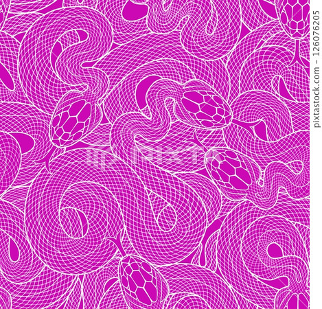 Seamless graphic wallpaper with snakes. Endless linear ornament with reptiles. 126076205