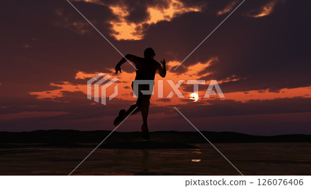 Runner running at dawn Runner running at dawn 126076406