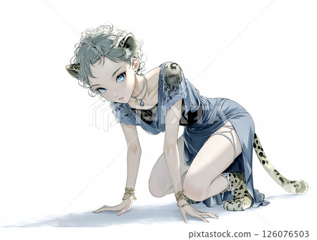 瞄準獵物的獵豹仙女的插圖素材 126076503