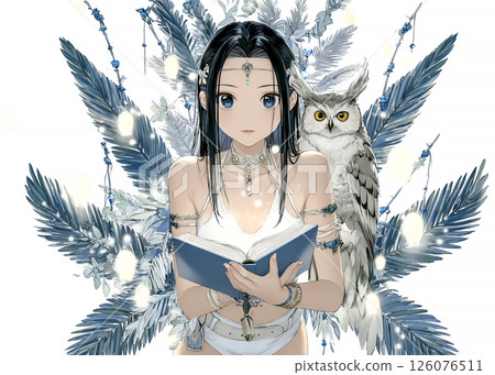 掌管知識的貓頭鷹仙女的插圖素材 126076511