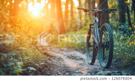 mountain biking through scenic trail, adrenaline adventure 126076804