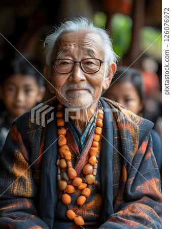 elderly storyteller sharing cultural tales with younger generation, 126076972