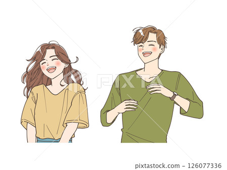 Set of women and men laughing out loud 126077336