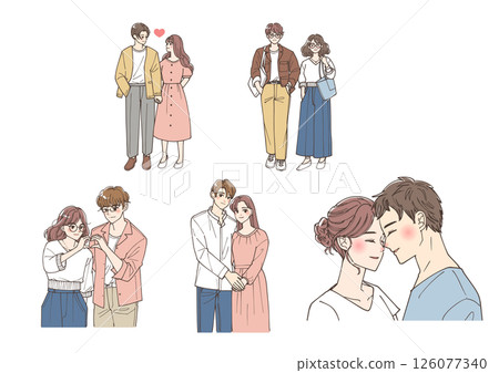 A set of various lovey-dovey couple illustrations 126077340