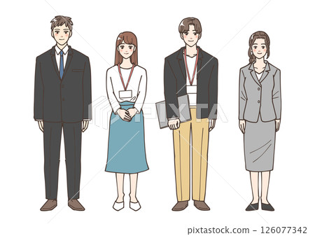 站成一排的年輕商人的插圖 站成一排的年輕商人的插圖 126077342