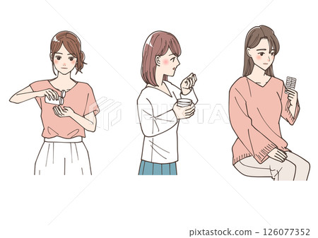 婦女服藥的插圖集 婦女服藥的插圖集 126077352
