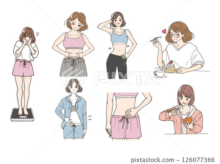 節食女性的插畫集 126077366