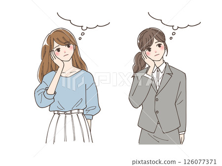 一群年輕女性在思考 一群年輕女性在思考 126077371