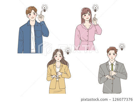 一組想出主意的年輕男女的插圖 126077376