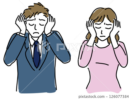 心理健康，男人和女人摀住耳朵以保護自己的思想 126077384
