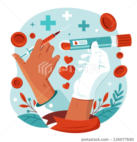 Flat World Blood Donor Day Illustration 126077680