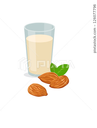 Almond Smoothie Milkshake Vector Illustration 126077796