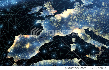 Digital Europe map concept. Global network, cryptocurrency transaction, world transfer. Digital Europe map concept. Global network, cryptocurrency transaction, world transfer. 126077834