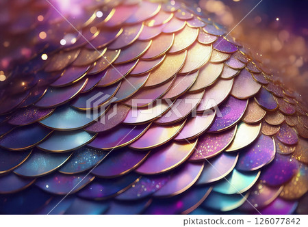 Sparkling scales Pink, gold, purple, light blue 126077842