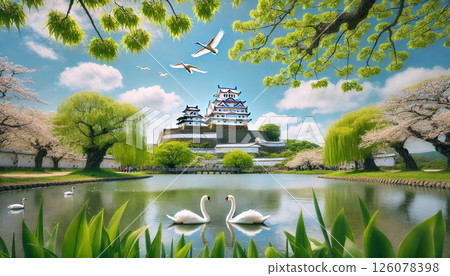 嫩葉新綠的姬路城 嫩葉新綠的姬路城 126078398