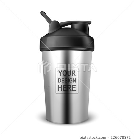 Vector Realistic 3D Empty Glossy Shaker Bottle With Black Cap for Fitness Sports Nutrition Supplement Workout Hydration Closeup Isolated. Packaging Mockup Design Template Vector Realistic 3D Empty Glossy Shaker Bottle With Black Cap for Fitness Sports Nutrition Supplement Workout Hydration Closeup Isolated. Packaging Mockup Design Template 126078571