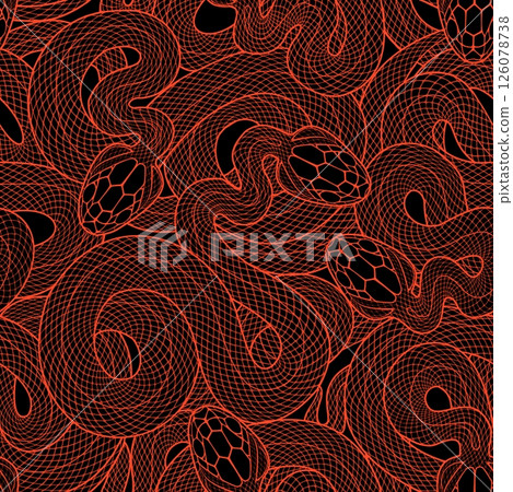 Seamless graphic wallpaper with snakes. Endless linear ornament with reptiles. Seamless graphic wallpaper with snakes. Endless linear ornament with reptiles. 126078738