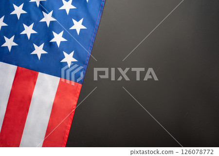 Black background with American flag. 126078772