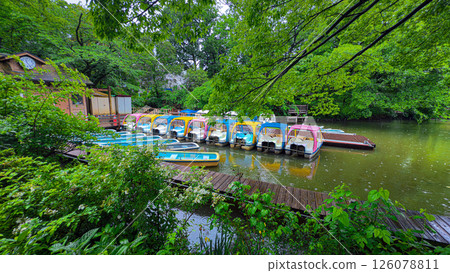 Boats in the park on a rainy day 126078811