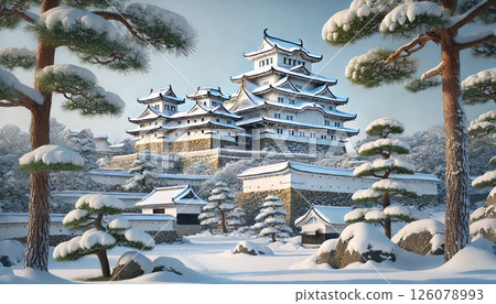 姬路城和雪景 126078993