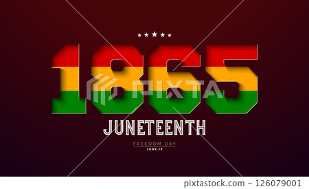 Juneteenth Freedom Day Design. African American June 19 Independence Day. Annual American Emancipation Holiday Vector Illustration with Colorful 1865 Typography Lettering on Brown Background for 126079001