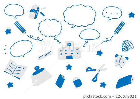 學習文具氣泡圖集的可愛插圖素材 學習文具氣泡圖集的可愛插圖素材 126079021