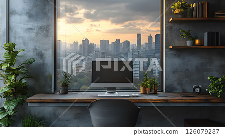 minimalist office with smart working technology, 126079287