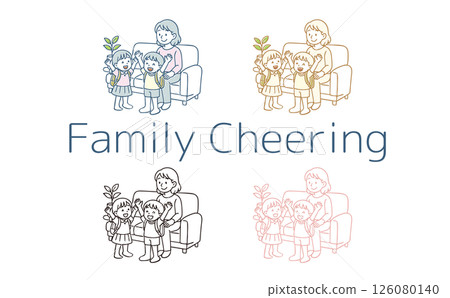 Brothers and sisters with their mothers cheering 126080140