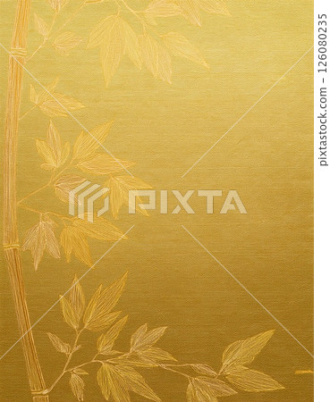 Gold folding screen (bamboo, leaves, bamboo) 126080235