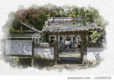 Watercolor painting of Tanjoji Temple, Seishido, Kumenan Town, Okayama Prefecture Watercolor painting of Tanjoji Temple, Seishido, Kumenan Town, Okayama Prefecture 126080526