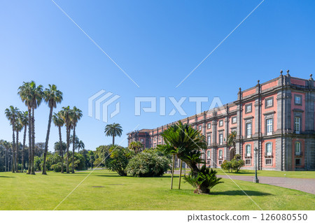 Naples Capodimonte Royal Palace stands majestically amidst lush gardens on a sunny day Naples Capodimonte Royal Palace stands majestically amidst lush gardens on a sunny day 126080550