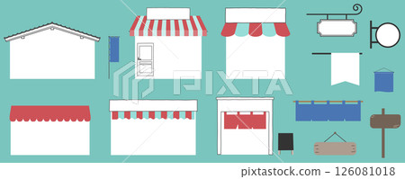 Shop and sign frame set Shop Noren Vector illustration Background Copy space Tile roof Banner Shop and sign frame set Shop Noren Vector illustration Background Copy space Tile roof Banner 126081018