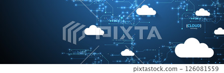 Cloud storage technology. Integrated digital web concept background. 126081559