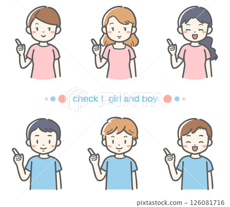 Nurse/caregiver pointing finger Vector illustration of a set of six men and women in a guidance pose 126081716