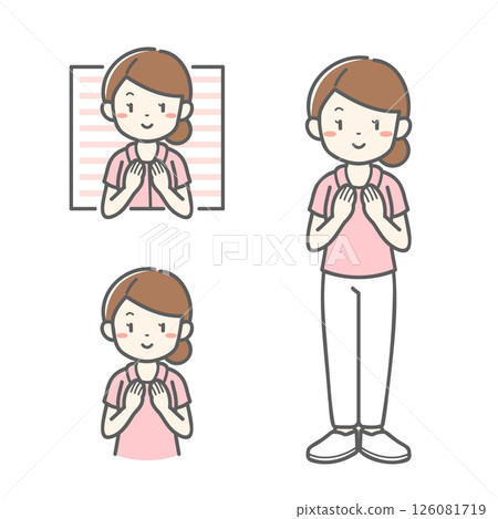 Vector illustration of a female nurse watching over a patient with a gentle expression 126081719