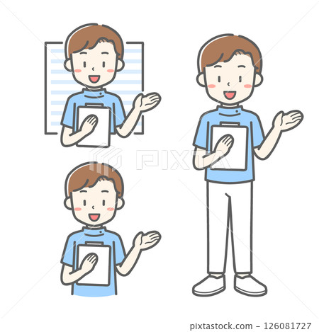 一名男護士拿著活頁夾的向量插圖 126081727
