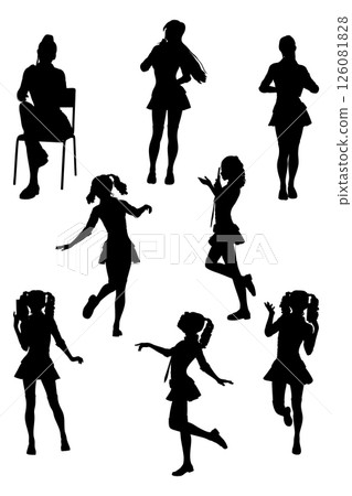 Silhouette of a Girl in School Uniform 126081828