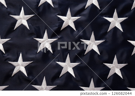 Close Up of USA Flag with Stars in detailed pattern 126082044