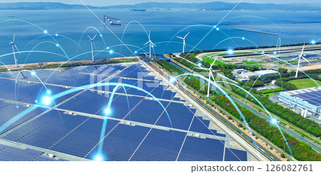 Renewable energy and communication network concept Horizontal visual for banners and advertisements 126082761