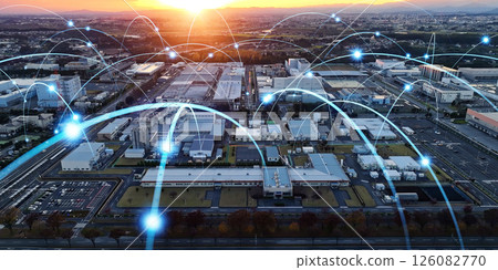 Industrial area and communication network concept Horizontal visual for banners and advertising 126082770